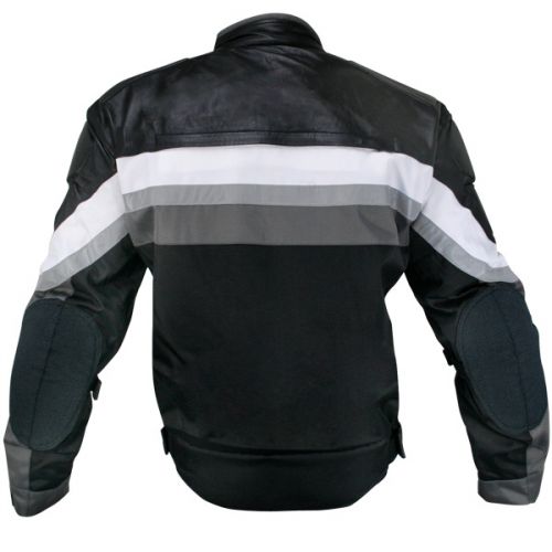 Mens Armored Black and Grey Tri-Tex Fabric and Leather Trim Jacket with Level-3 Advanced Armor and Kevlar Protection